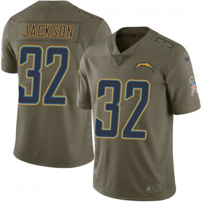 Nike Chargers #32 Justin Jackson Olive Men's Stitched NFL Limited 2017 Salute To Service Jersey