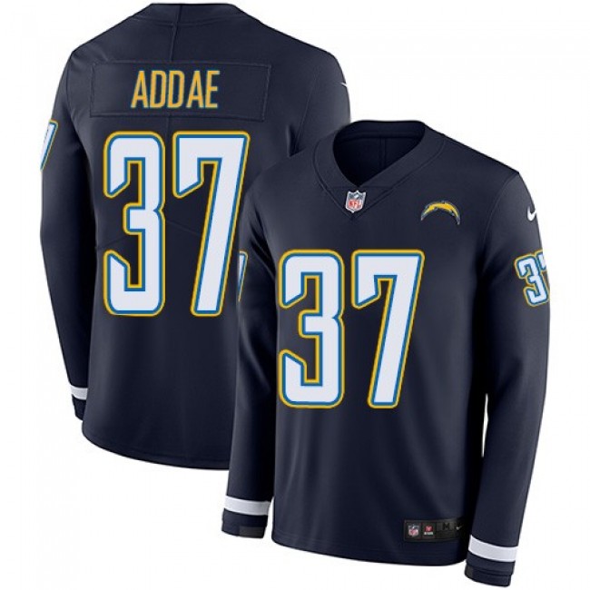 Nike Chargers #37 Jahleel Addae Navy Blue Team Color Men's Stitched NFL Limited Therma Long Sleeve Jersey