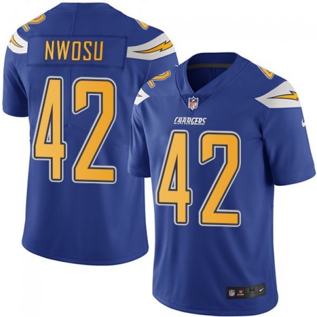 Nike Chargers #42 Uchenna Nwosu Electric Blue Men's Stitched NFL Limited Rush Jersey