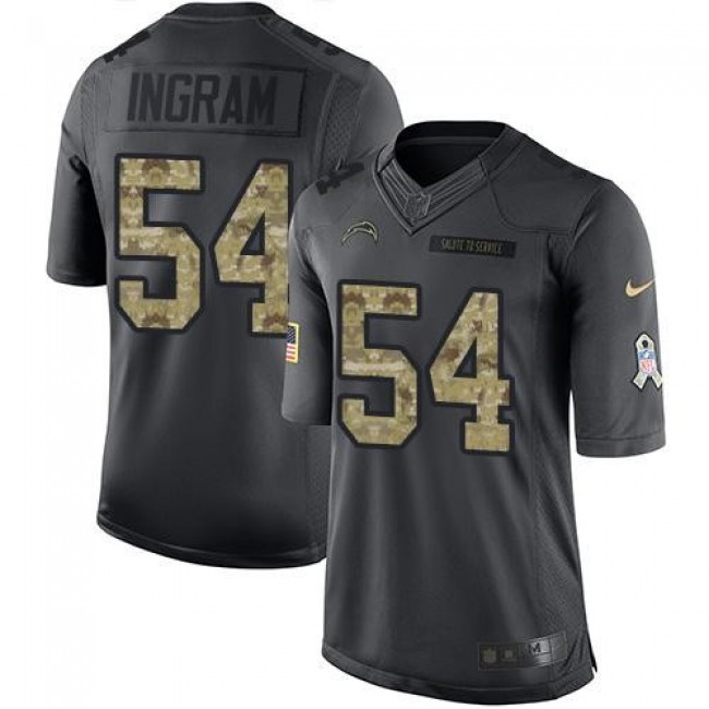 Los Angeles Chargers #54 Melvin Ingram Black Youth Stitched NFL Limited 2016 Salute to Service Jersey