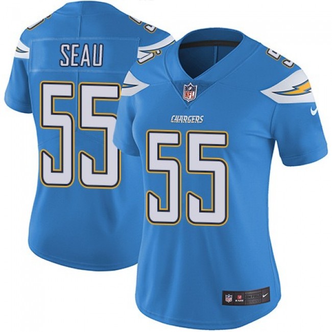 Women's Chargers #55 Junior Seau Electric Blue Alternate Stitched NFL Vapor Untouchable Limited Jersey