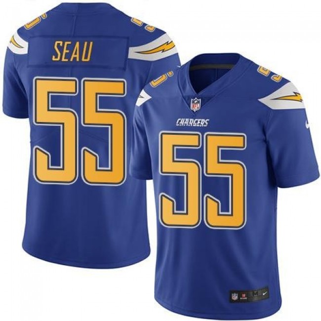Nike Chargers #55 Junior Seau Electric Blue Men's Stitched NFL Limited Rush Jersey