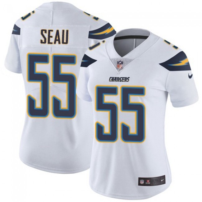 Women's Chargers #55 Junior Seau White Stitched NFL Vapor Untouchable Limited Jersey