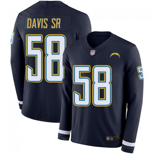 Nike Chargers #58 Thomas Davis Sr Navy Blue Team Color Men's Stitched NFL Limited Therma Long Sleeve Jersey