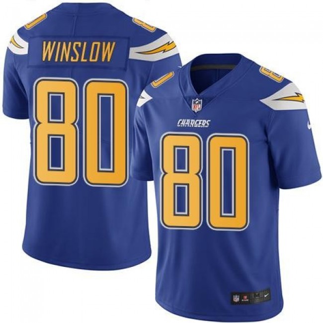 Los Angeles Chargers #80 Kellen Winslow Electric Blue Youth Stitched NFL Limited Rush Jersey
