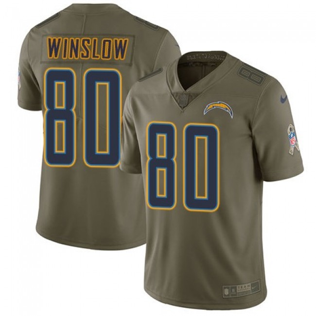 Nike Chargers #80 Kellen Winslow Olive Men's Stitched NFL Limited 2017 Salute to Service Jersey