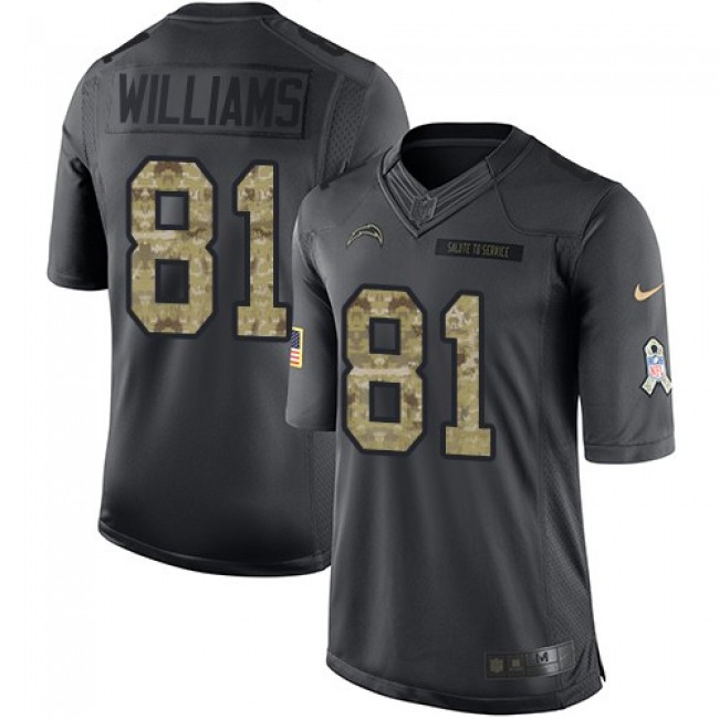 Los Angeles Chargers #81 Mike Williams Black Youth Stitched NFL Limited 2016 Salute to Service Jersey