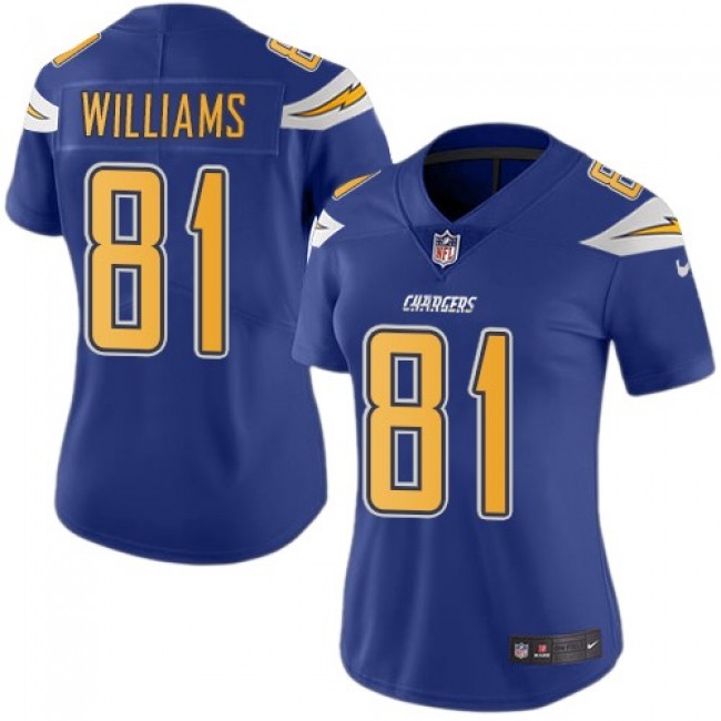Women's Chargers #81 Mike Williams Electric Blue Stitched NFL Limited Rush Jersey