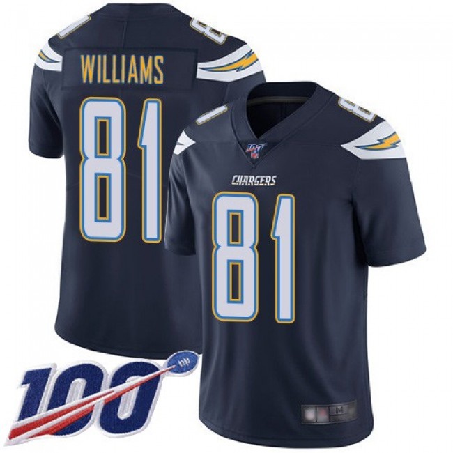 Nike Chargers #81 Mike Williams Navy Blue Team Color Men's Stitched NFL 100th Season Vapor Limited Jersey