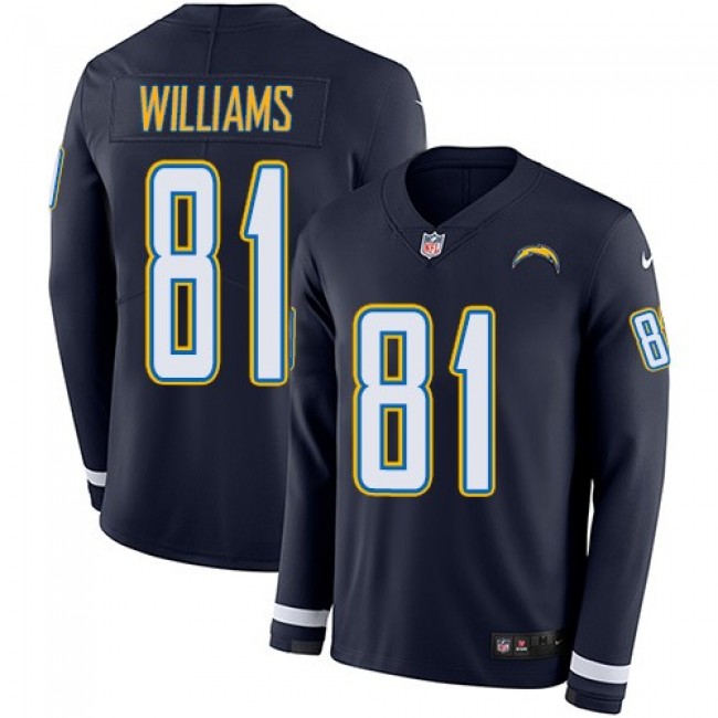Nike Chargers #81 Mike Williams Navy Blue Team Color Men's Stitched NFL Limited Therma Long Sleeve Jersey