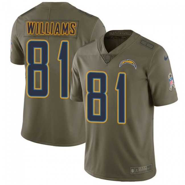 Nike Chargers #81 Mike Williams Olive Men's Stitched NFL Limited 2017 Salute to Service Jersey