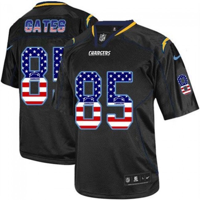 Nike Chargers #85 Antonio Gates Black Men's Stitched NFL Elite USA Flag Fashion Jersey