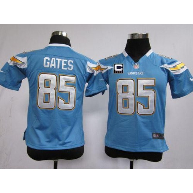 Los Angeles Chargers #85 Antonio Gates Electric Blue Alternate With C Patch Youth Stitched NFL Elite Jersey