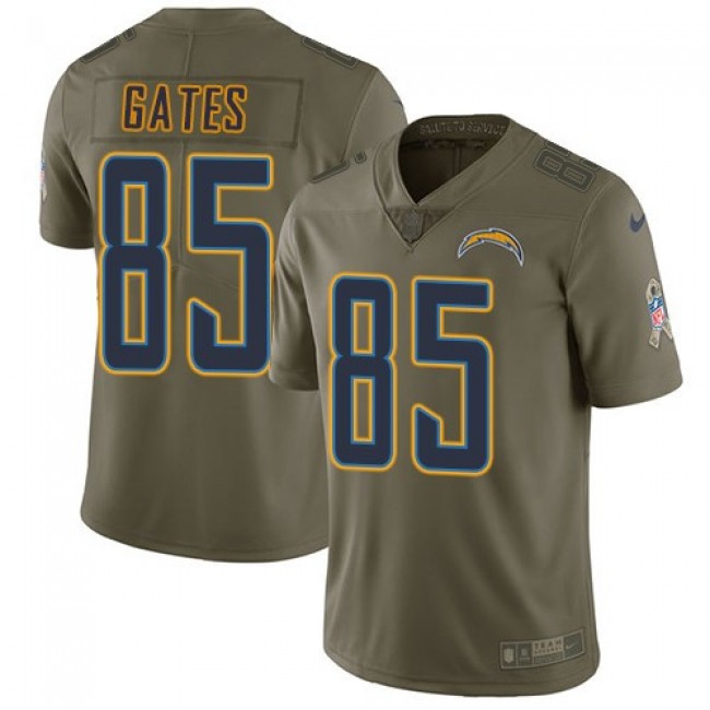 Nike Chargers #85 Antonio Gates Olive Men's Stitched NFL Limited 2017 Salute to Service Jersey