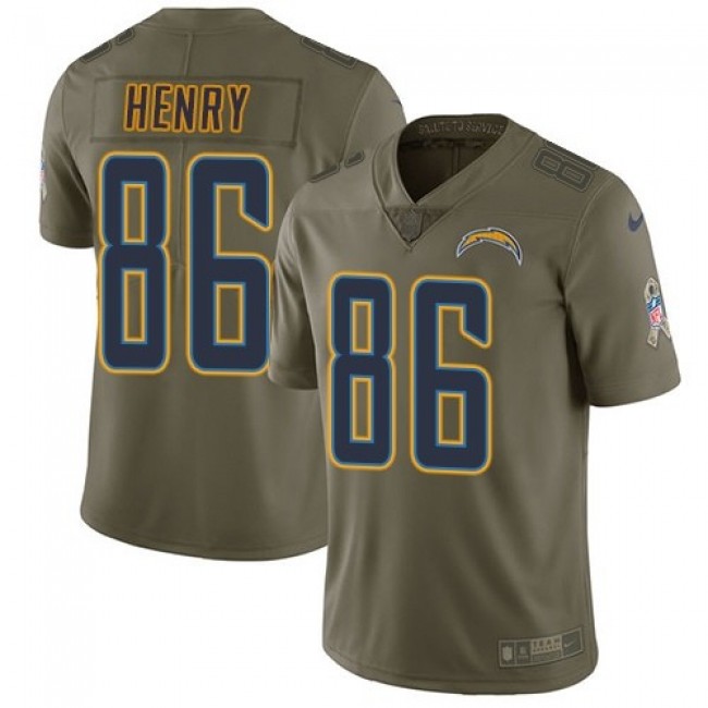 Los Angeles Chargers #86 Hunter Henry Olive Youth Stitched NFL Limited 2017 Salute to Service Jersey