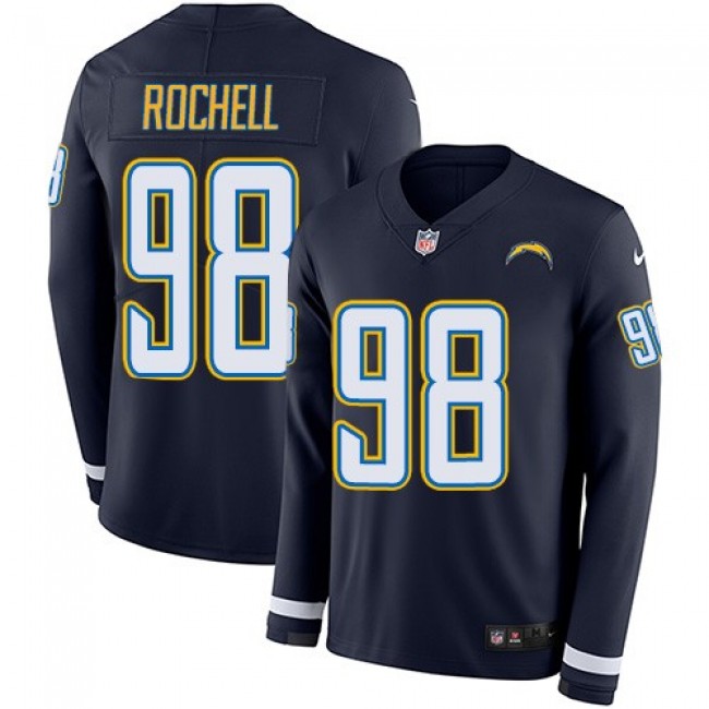 Nike Chargers #98 Isaac Rochell Navy Blue Team Color Men's Stitched NFL Limited Therma Long Sleeve Jersey