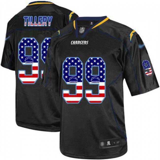 Nike Chargers #99 Jerry Tillery Black Men's Stitched NFL Elite USA Flag Fashion Jersey