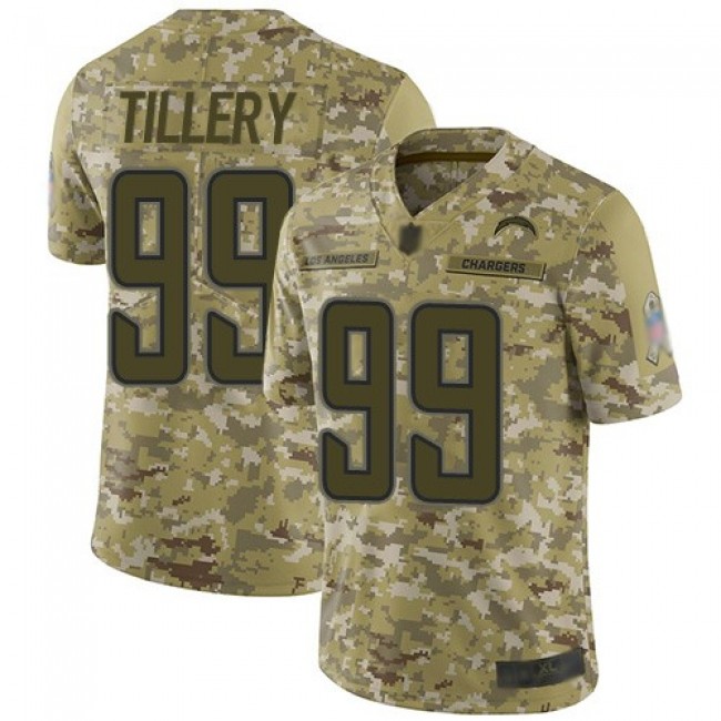 Nike Chargers #99 Jerry Tillery Camo Men's Stitched NFL Limited 2018 Salute To Service Jersey