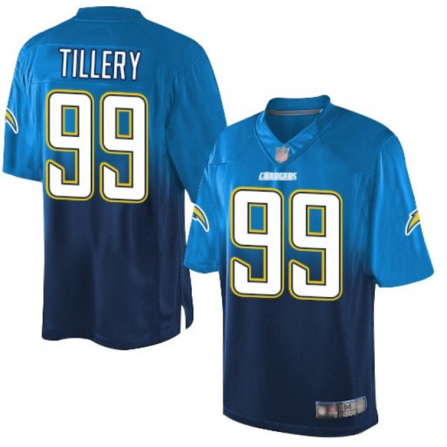 Nike Chargers #99 Jerry Tillery Electric Blue/Navy Blue Men's Stitched NFL Elite Fadeaway Fashion Jersey
