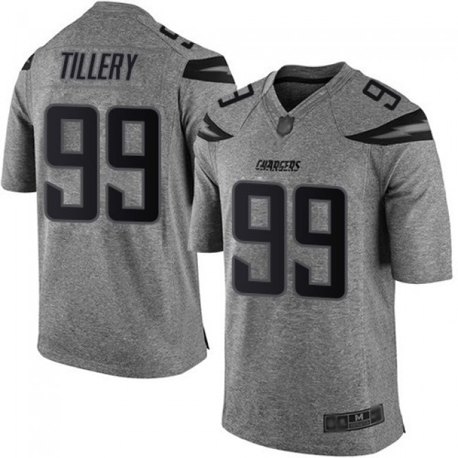 Nike Chargers #99 Jerry Tillery Gray Men's Stitched NFL Limited Gridiron Gray Jersey