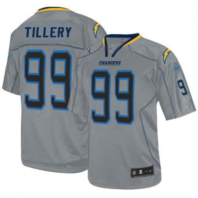 Nike Chargers #99 Jerry Tillery Lights Out Grey Men's Stitched NFL Elite Jersey