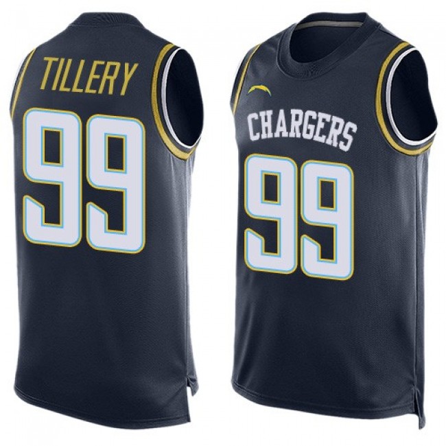 Nike Chargers #99 Jerry Tillery Navy Blue Team Color Men's Stitched NFL Limited Tank Top Jersey