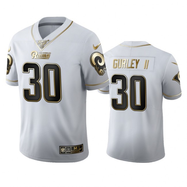 Los Angeles Rams #30 Todd Gurley II Men's Nike White Golden Edition Vapor Limited NFL 100 Jersey