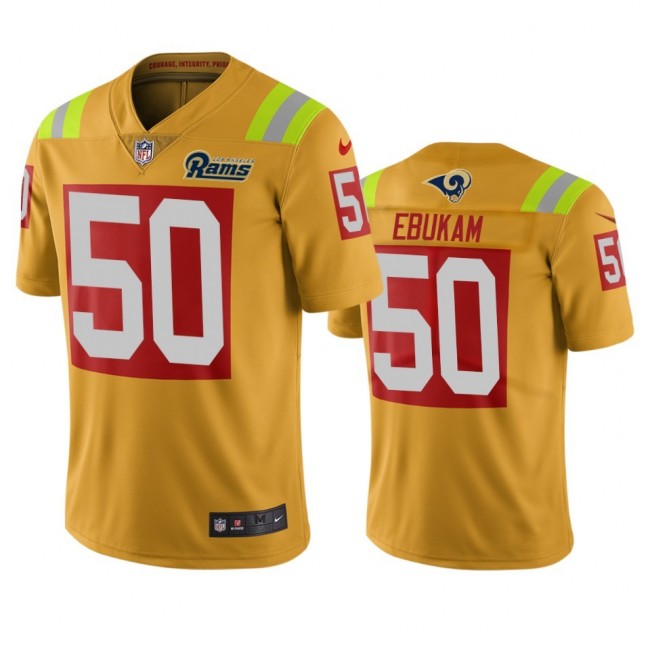 مقاس الكلوت بالارقام #50 Limited Samson Ebukam Gold Nike NFL Men's Jersey Los Angeles Rams Rush Vapor Untouchable Super Bowl LIII Bound المعدات الثقيلة