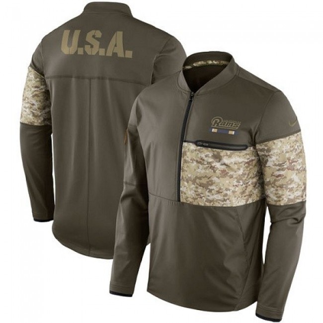 Men's Los Angeles Rams Nike Olive Salute to Service Sideline Hybrid Half-Zip Pullover Jacket