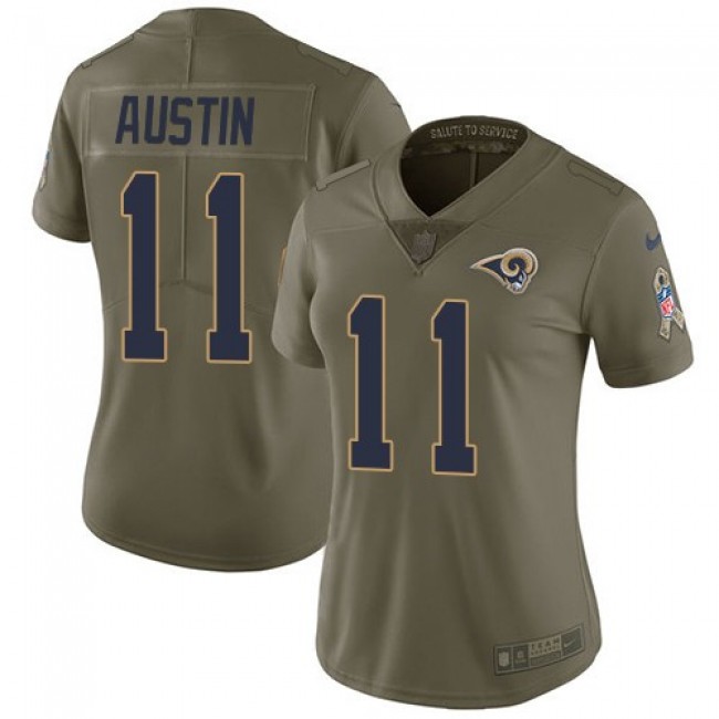 Women's Rams #11 Tavon Austin Olive Stitched NFL Limited 2017 Salute to Service Jersey