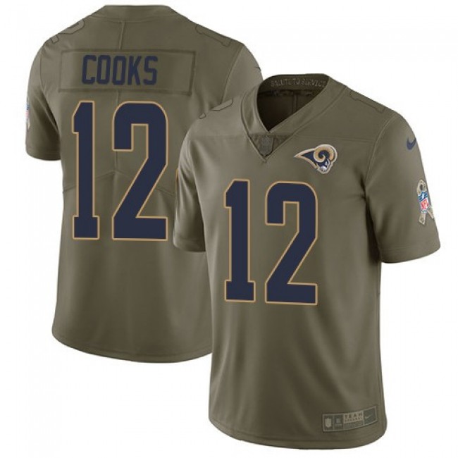 Nike Rams #12 Brandin Cooks Olive Men's Stitched NFL Limited 2017 Salute To Service Jersey