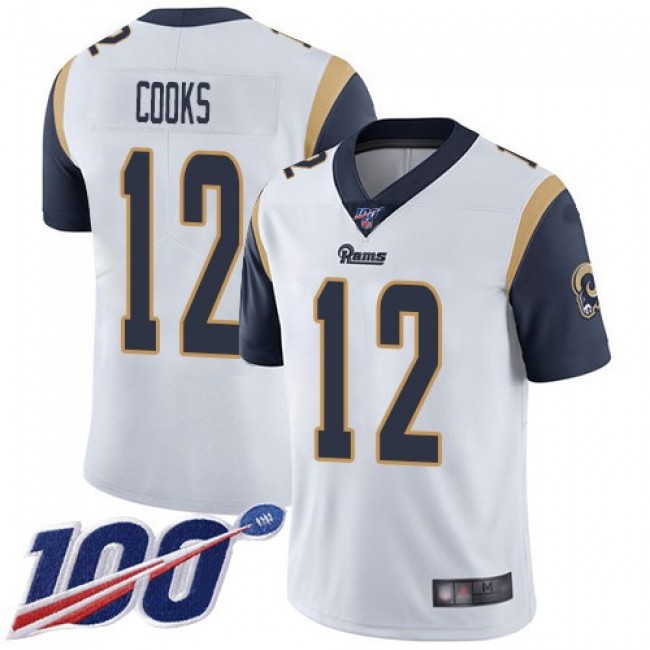 Nike Rams #12 Brandin Cooks White Men's Stitched NFL 100th Season Vapor Limited Jersey