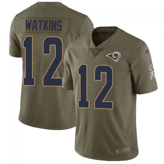 Los Angeles Rams #12 Sammy Watkins Olive Youth Stitched NFL Limited 2017 Salute to Service Jersey