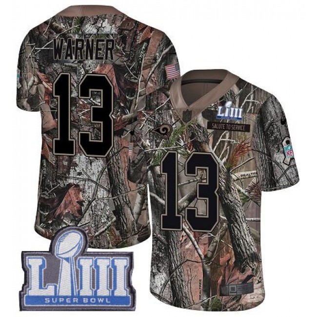 Nike Rams #13 Kurt Warner Camo Super Bowl LIII Bound Men's Stitched NFL Limited Rush Realtree Jersey