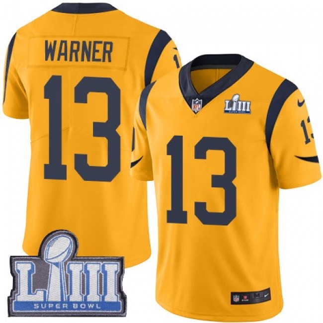 اليكسا NFL Jersey 69-Nike Rams #13 Kurt Warner Gold Super Bowl LIII Bound ... اليكسا
