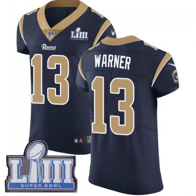 Nike Rams #13 Kurt Warner Navy Blue Team Color Super Bowl LIII Bound Men's Stitched NFL Vapor Untouchable Elite Jersey