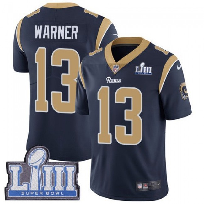 Nike Rams #13 Kurt Warner Navy Blue Team Color Super Bowl LIII Bound Men's Stitched NFL Vapor Untouchable Limited Jersey