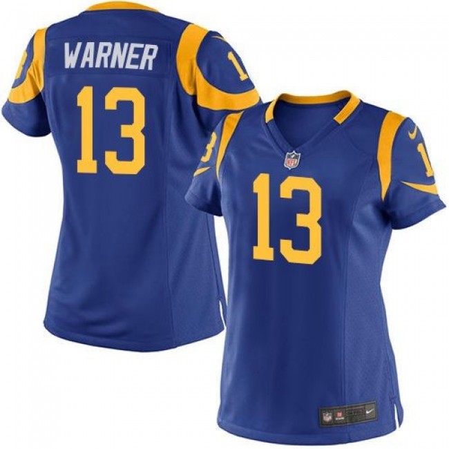 Women's Rams #13 Kurt Warner Royal Blue Alternate Stitched NFL Elite Jersey