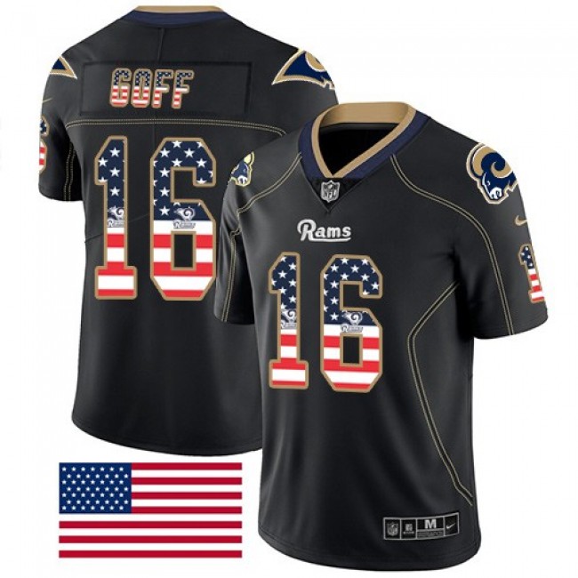 واي فاي Nike Rams 16 Jared Goff Black Men's Stitched NFL Limited Rush USA Flag Jersey سيتي ماكس