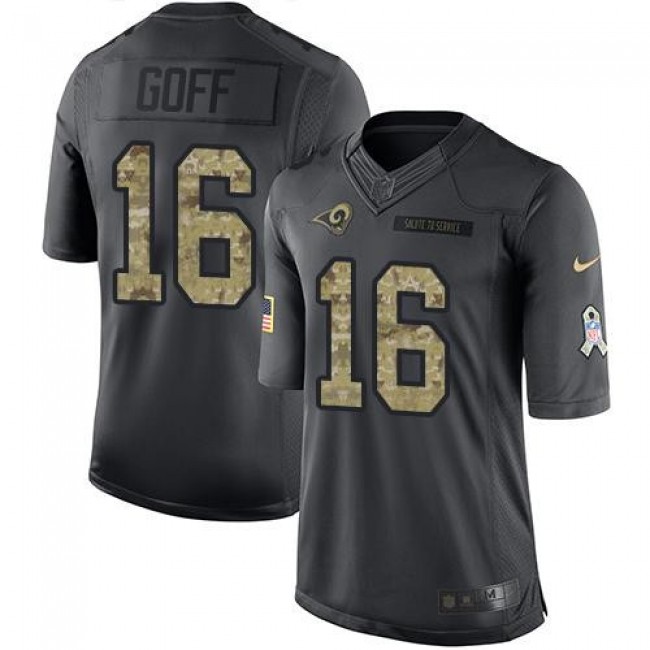 Los Angeles Rams #16 Jared Goff Black Youth Stitched NFL Limited 2016 Salute to Service Jersey