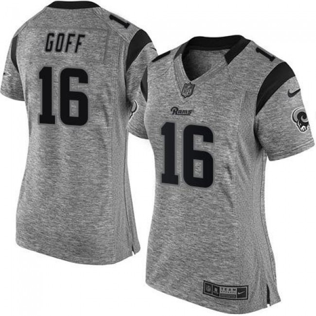 Women's Rams #16 Jared Goff Gray Stitched NFL Limited Gridiron Gray Jersey