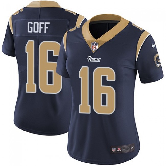 Women's Rams #16 Jared Goff Navy Blue Team Color Stitched NFL Vapor Untouchable Limited Jersey