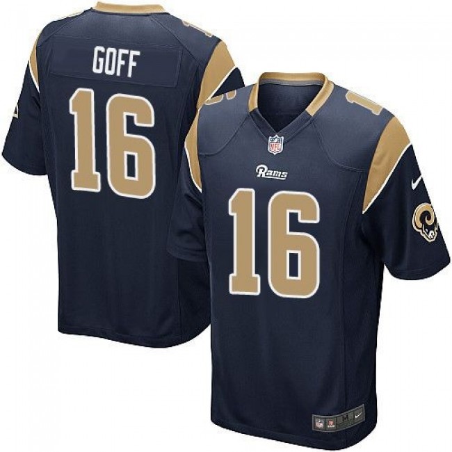 Los Angeles Rams #16 Jared Goff Navy Blue Team Color Youth Stitched NFL Elite Jersey