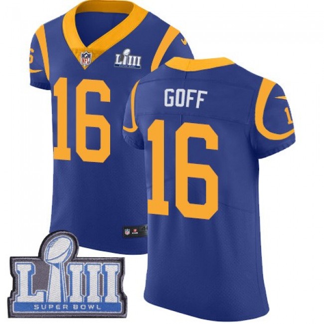 Nike Rams #16 Jared Goff Royal Blue Alternate Super Bowl LIII Bound Men's Stitched NFL Vapor Untouchable Elite Jersey