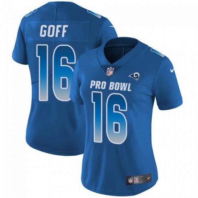 Women's Rams #16 Jared Goff Royal Stitched NFL Limited NFC 2018 Pro Bowl Jersey