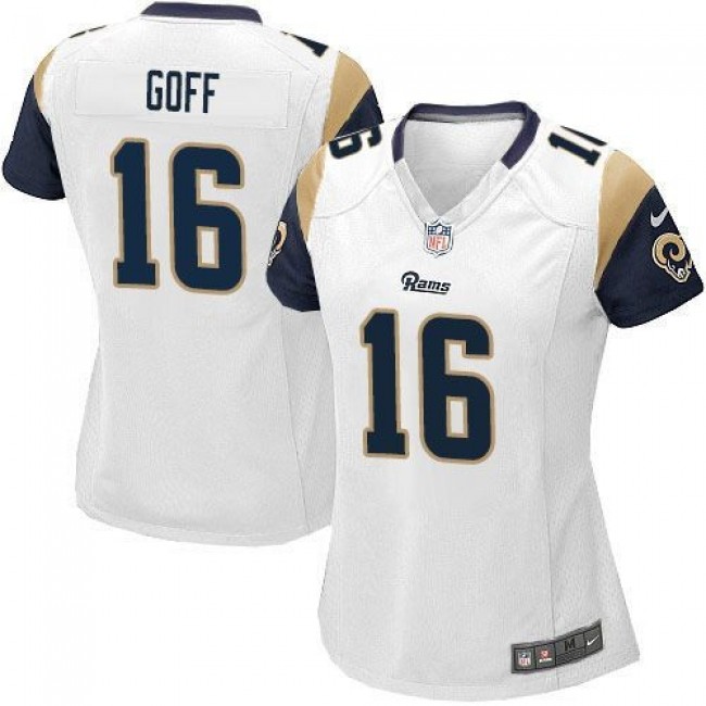 Women's Rams #16 Jared Goff White Stitched NFL Elite Jersey