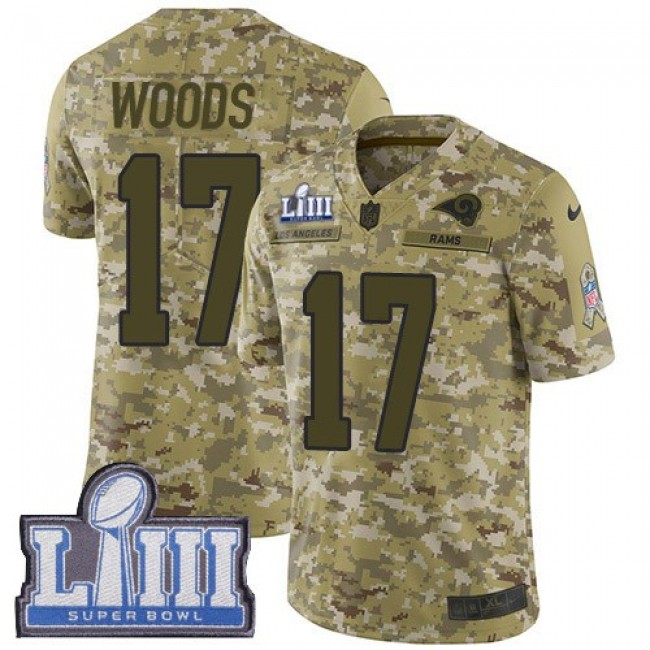 Nike Rams #17 Robert Woods Camo Super Bowl LIII Bound Men's Stitched NFL Limited 2018 Salute To Service Jersey