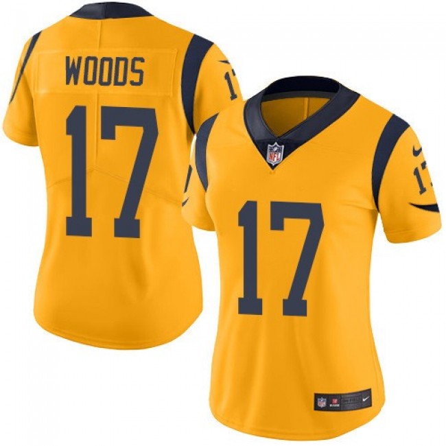 Women's Rams #17 Robert Woods Gold Stitched NFL Limited Rush Jersey