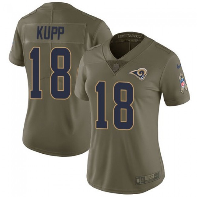 Women's Rams #18 Cooper Kupp Olive Stitched NFL Limited 2017 Salute to Service Jersey