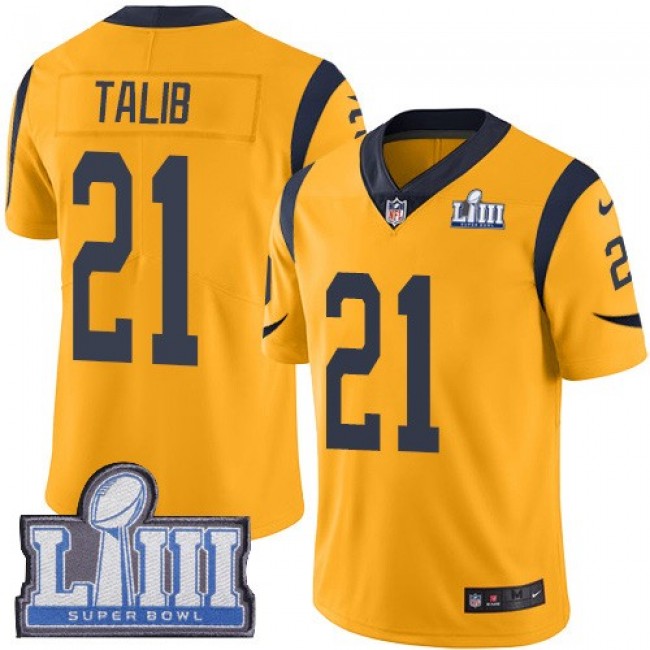 Nike Rams #21 Aqib Talib Gold Super Bowl LIII Bound Men's Stitched NFL Limited Rush Jersey